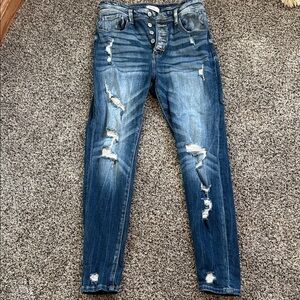 KanCan High Rise Distressed Blue Jeans